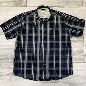 Ecko Unltd Mens Black Stripped Size XL Short Sleeve Button Up Casual Shirt